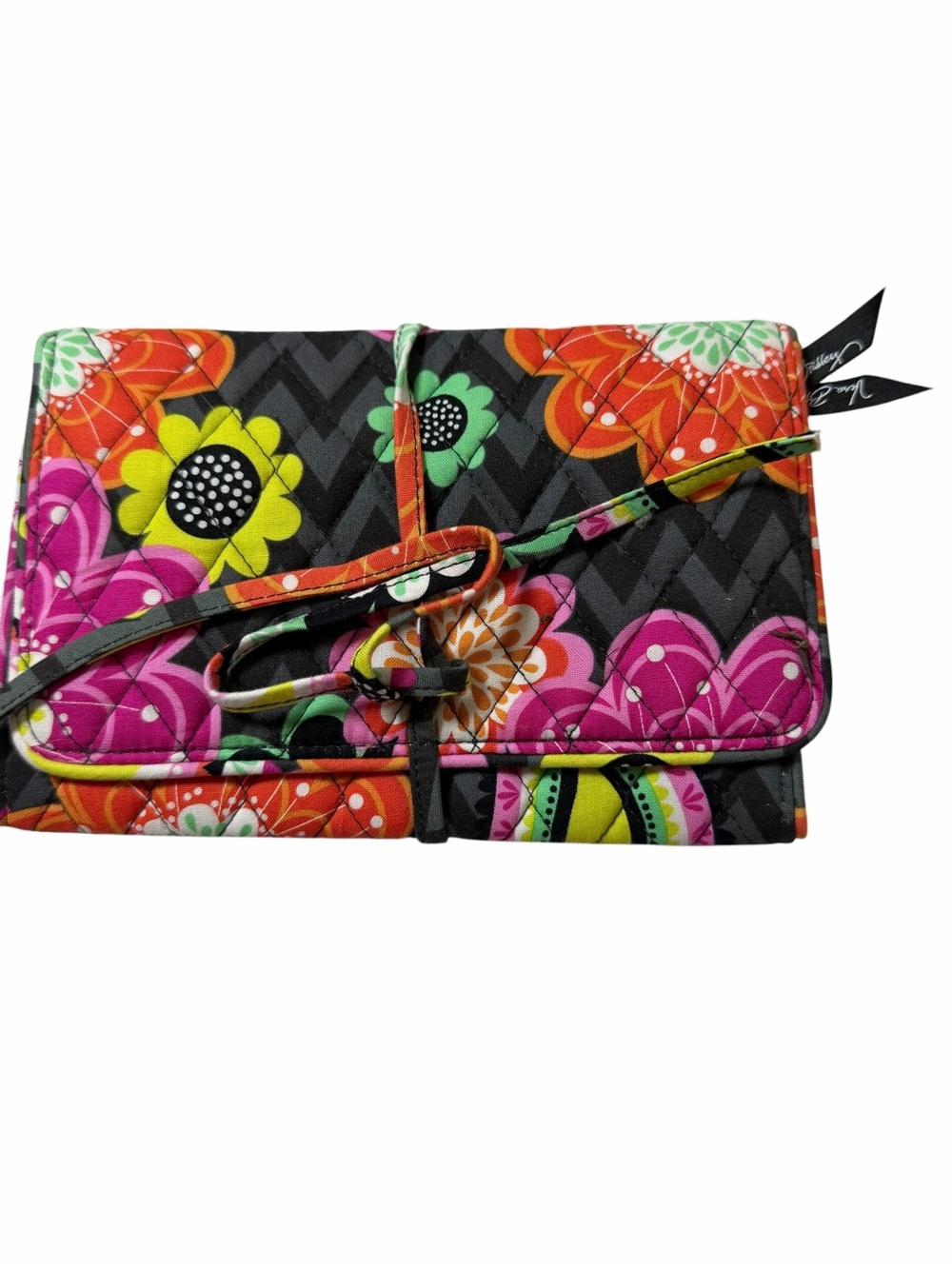 Vera Bradley Hot Pink Floral-Trim Quilted Organizer Makeup - Picture 1 of 6